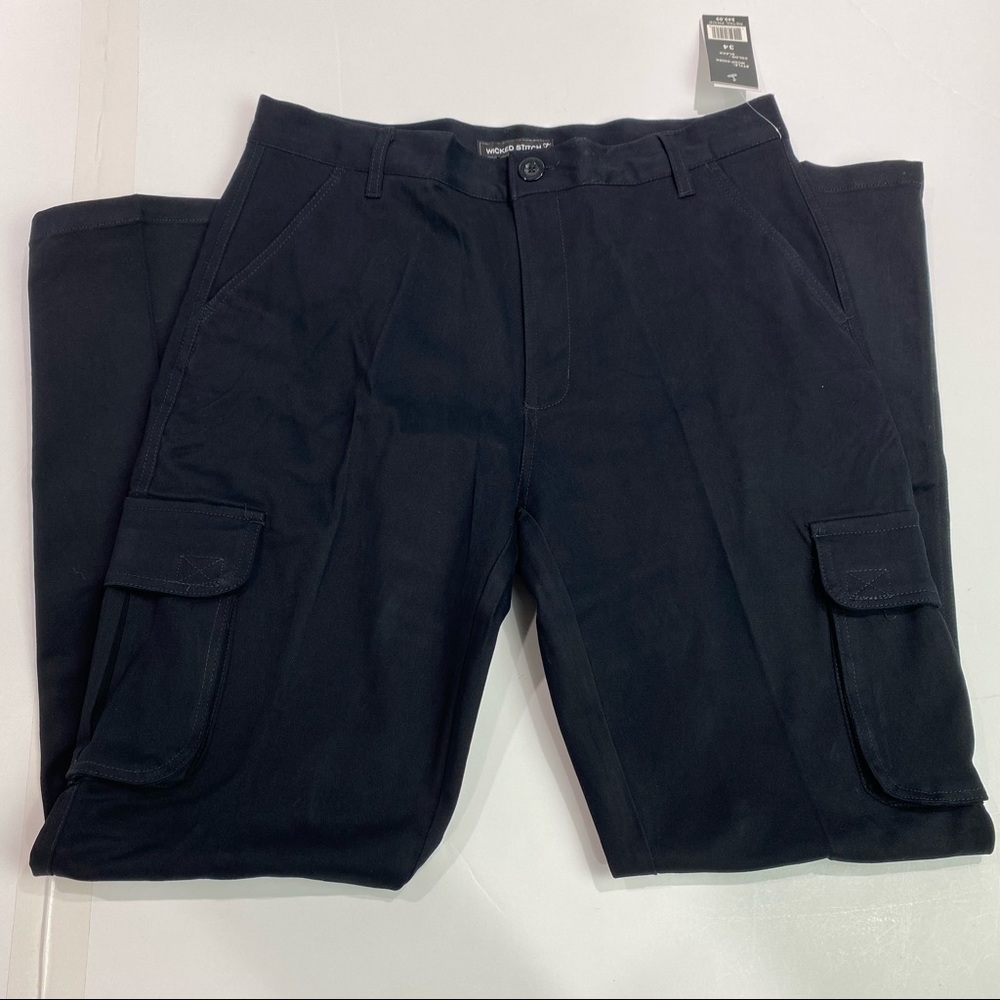 Wicked Stitch men’s black pants Sz 34 side pockets 4 way stretch New